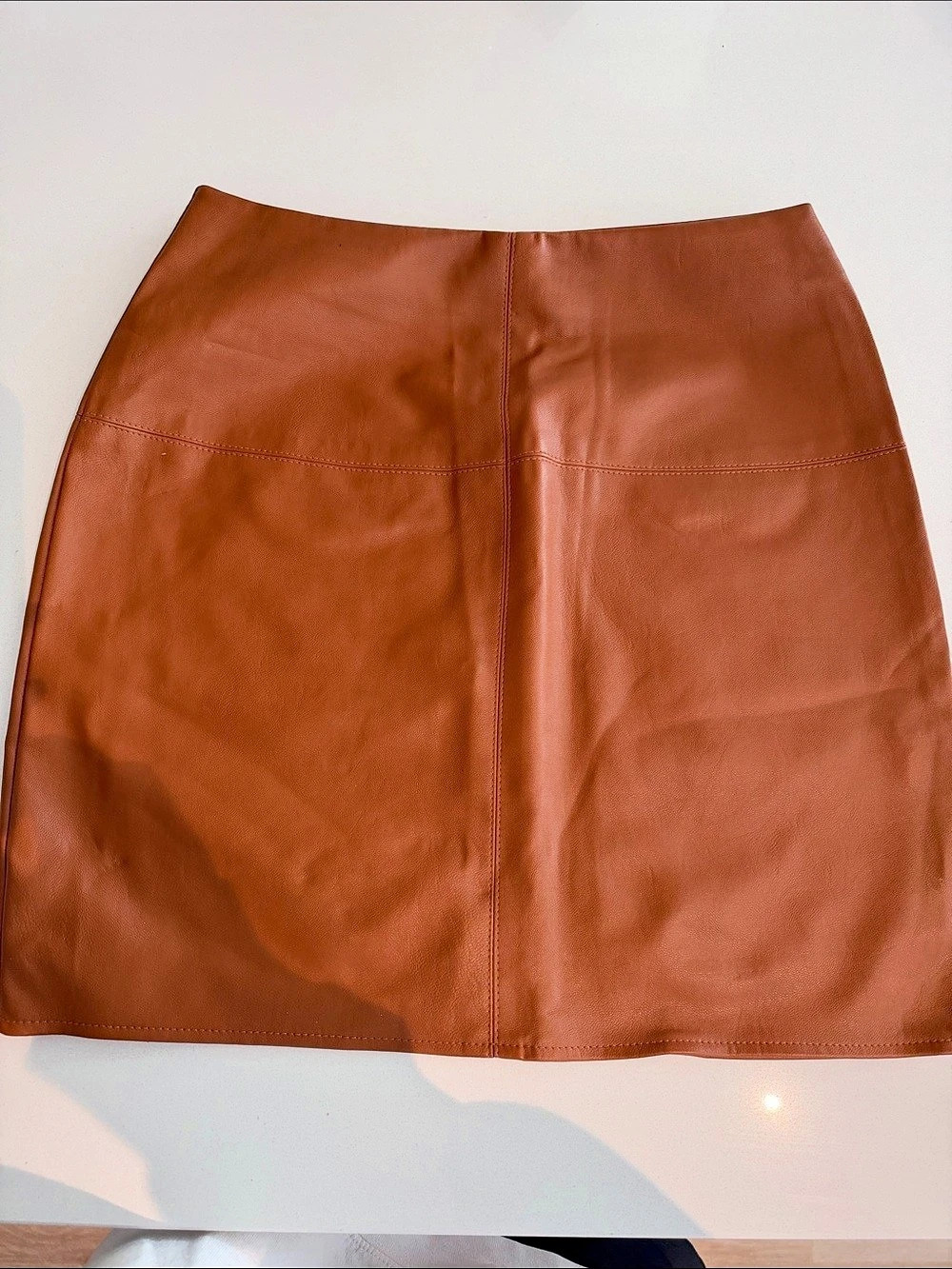 Missguided Faux Leather Brown Mini Skirt size XS